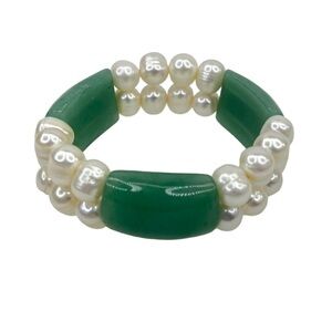 Pearl & Mint Green Elastic Bracelet